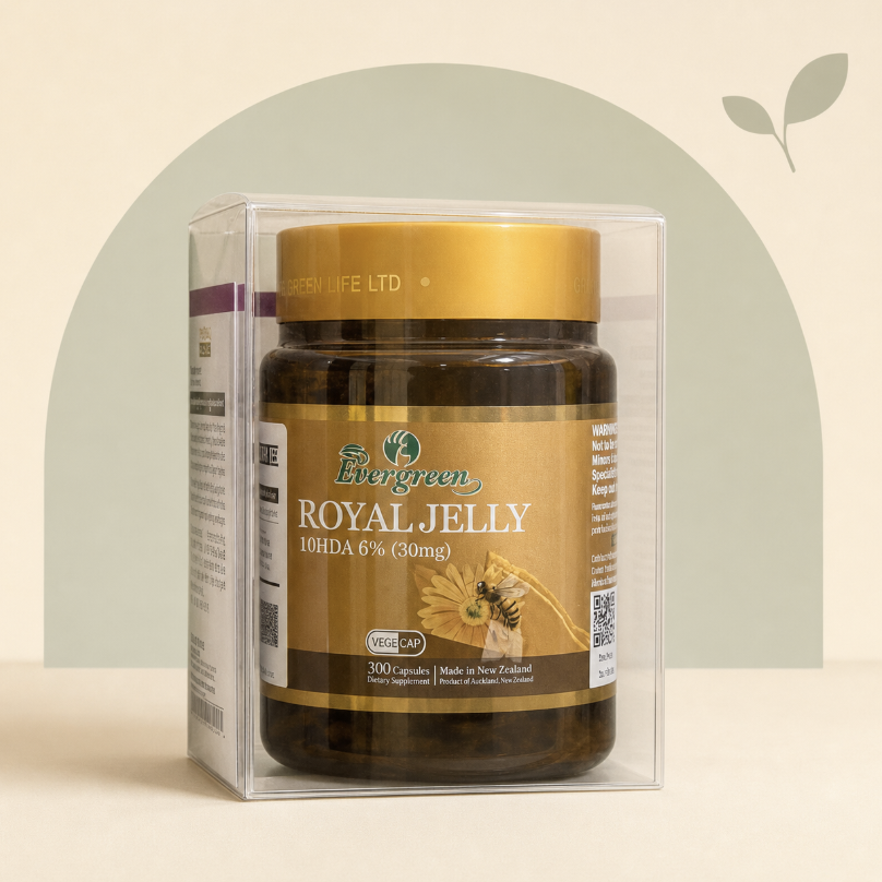 Evergreen Royal Jelly 10HDA 6% 300 Veg Capsules 에버그린 로얄젤리 10HDA 6% 300캡슐 - Image 1